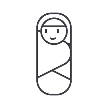 Newborn envelope vector line icon, sign, illustration on white background, ed Stock Illustration