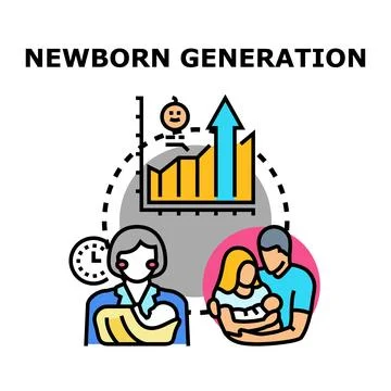 Newborn generation birth rate growing concept vector Stock Illustration