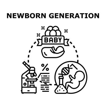 Newborn generation research producing future babies concept Stock Illustration