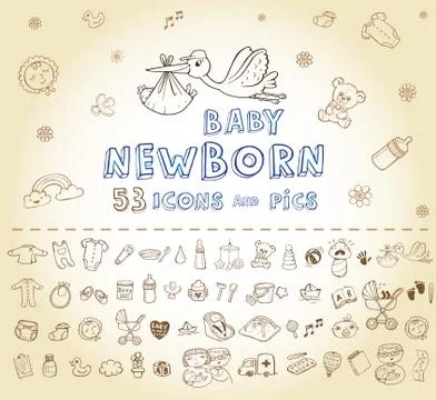 Newborn Icon set Stock Illustration