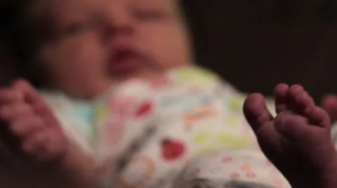 Newborn infant sneezing Stock Footage 59122367