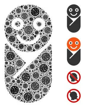 Newborn Mosaic of Covid Virus Elements Stock Illustration