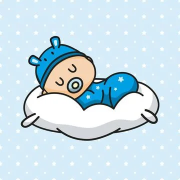 Newborn sleeping on pillow seamless pattern. Cute newborn sleeping on pill... Stock Photos