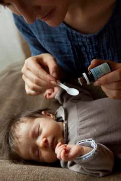 Newborn, vitamins Stock-Fotos