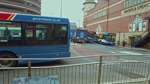 Newcastle City centre, Eldon Square  bus stops Stock Footage 163255131
