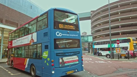 Newcastle City centre, Eldon Square  bus stops Stock Footage 163255676