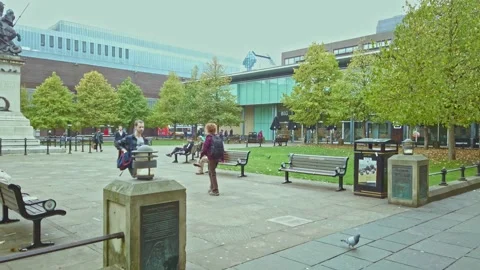 Newcastle City centre, Eldon Square  bus stops Stock Footage 163255802
