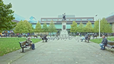 Newcastle City centre, Eldon Square  bus stops Stock Footage 163256342
