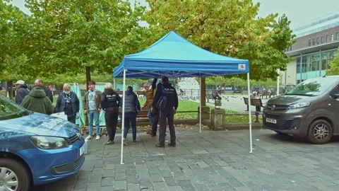 Newcastle City centre, Eldon Square  bus stops Stock Footage 163256541