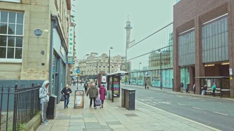 Newcastle City centre, Eldon Square  bus stops Stock Footage 163256615