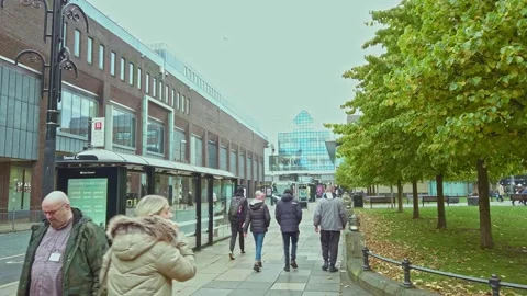 Newcastle City centre, Eldon Square  bus stops Stock Footage 163256697