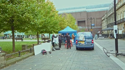 Newcastle City centre, Eldon Square  bus stops Stock Footage 163256701
