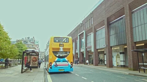 Newcastle City centre, Eldon Square  bus stops Stock Footage 163257164