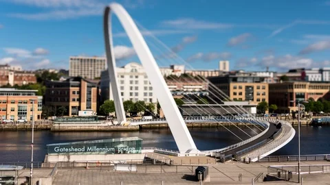 Newcastle City Centre Timelapse - Millenium Bridge 1 4K Stock Footage 124687626
