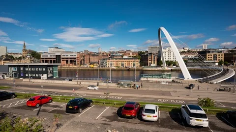 Newcastle City Centre Timelapse - Millenium Bridge 2 4K Stock Footage 124687707