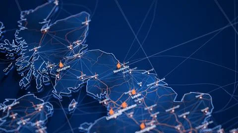 Newcastle map big data visualization. Futuristic map infographic of city in イラスト素材