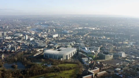 Newcastle upon Tyne city and stadium from above in England, UK Stock-Footage