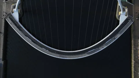 Newcastle Upon Tyne, top down slowly pulling up over Millenium Bridge. Stock Footage 267053902