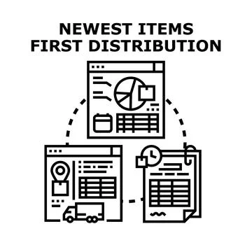 Newest items first distribution logistics process concept Ilustração Stock