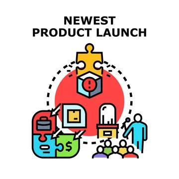 Newest product launch strategy development process planning Stock Illustration