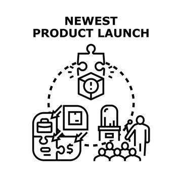 Newest product launch strategy development process planning Stock Illustration