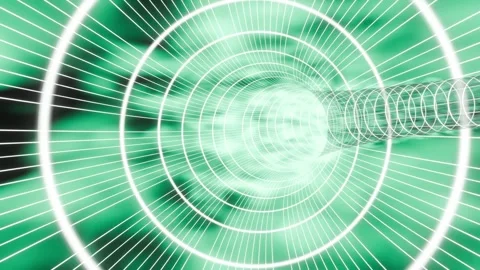 Newest Sci fi white net tunnel VJ loop with green space background Stock Footage 316397683