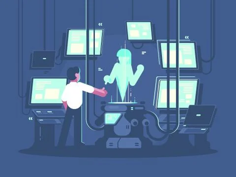 Newest technologies of artificial intelligence Stock Illustration