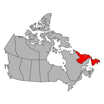 Newfoundland and Labrador of Canada map shape, travel web flat vector illustr Stock Illustration