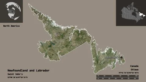 Newfoundland and Labrador, province of Canada. Previews. Satellite Stock Illustration