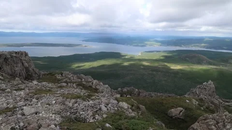 Newfoundland Backpacking: Blow Me Down Mountains, Corner Brook Stock Footage 147953866