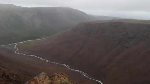 Newfoundland backpacking: dramatic canyon, blow me down Video stock 147953851