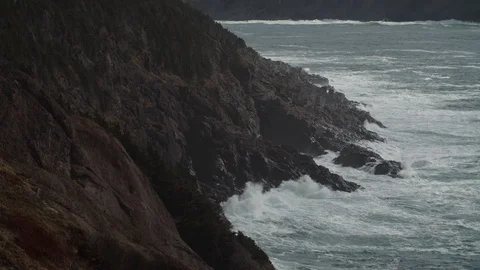 Newfoundland Coast off of St. John's waves in the Atlantic Harbour Stock-Footage 111399218