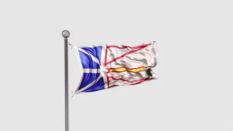 Newfoundland Flag  Animation Loop Include Alpha 3D Rendering Video stock 283040507