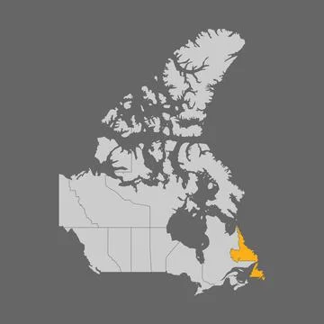Newfoundland highlighted on the map of Canada Stock Illustration