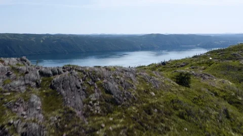 Newfoundland's Coastal Inlet Reveal 4K Aerial Drone Footage Stock Footage
