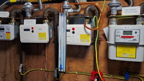 A newgas smart meter with pressure testing device attached. Static shot, 4K. Stock Footage 317641011