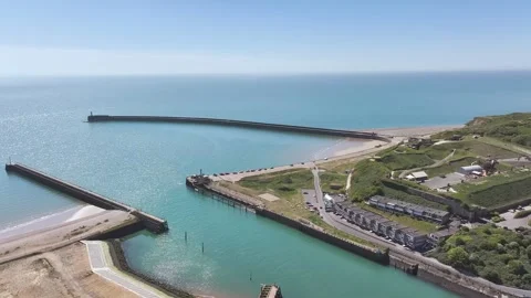 Newhaven over River Ouse from a drone, East Sussex, England Video stock 344193479