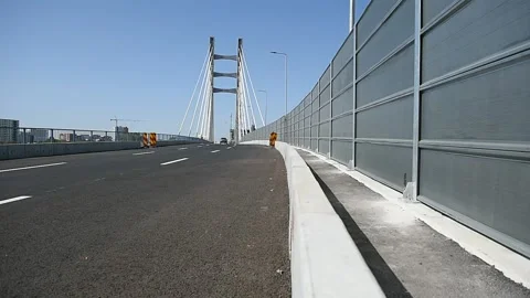 Newly constructed Ciurel bridge opened for traffic in Bucharest 스톡 동영상 139755120