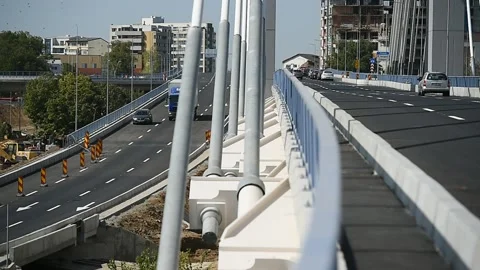 Newly constructed Ciurel bridge opened for traffic in Bucharest 스톡 동영상 139755192
