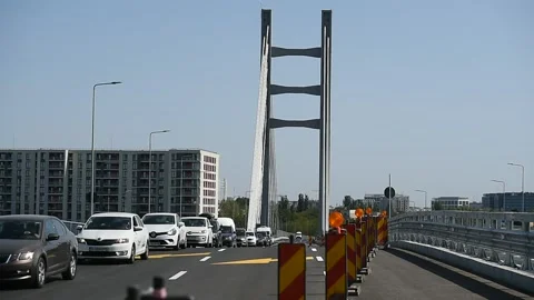 Newly constructed Ciurel bridge opened for traffic in Bucharest 스톡 동영상 139755226