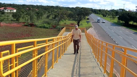 Newly Constructed Elevated Pedestrian Walkway Stock Footage 264778545