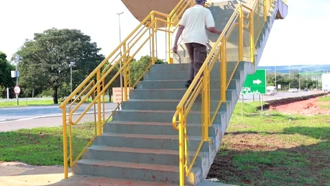 Newly Constructed Elevated Pedestrian Walkway Stock Footage 264779187