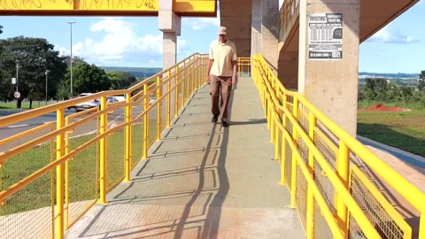 Newly Constructed Elevated Pedestrian Walkway Stock Footage 264779580