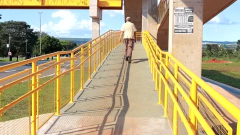 Newly Constructed Elevated Pedestrian Walkway Stock Footage 264779920
