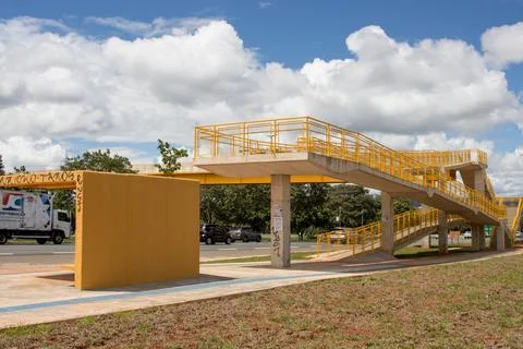 Newly constructed Elevated Pedestrian Walkway Stock Photos