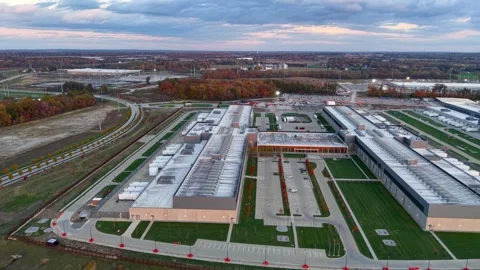 Newly constructed large scale Data center and AI hub neat Columbus, Ohio. Stock Footage 320439736