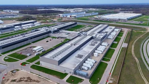 Newly constructed large scale Data center and AI hub near Columbus, Ohio, USA Stock Footage 337221606