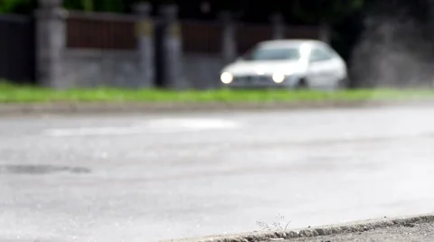 Newly Constructed Road With Car Driving Through Steam Stock Footage 50007902