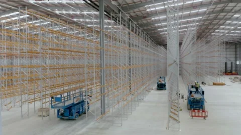 Newly Constructed Warehouse Interior Rac... | Stock Video | Pond5