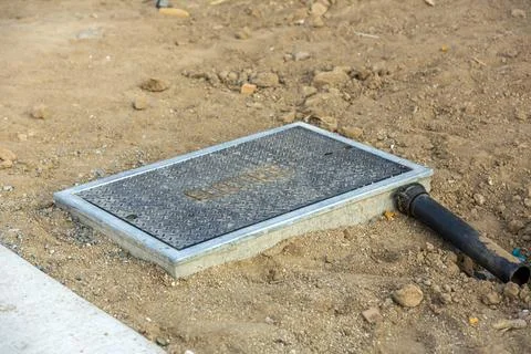 Newly installed electrical utilities box with word electric welded into the c Stock Photos